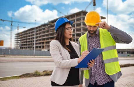 Business woman, Architect, Blueprint, Engineer. Multi-ethnic workers,Asian businesswoman